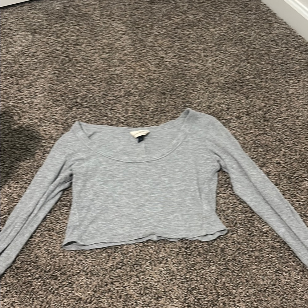 Universal Thread Gray Fitted Crop Blouse